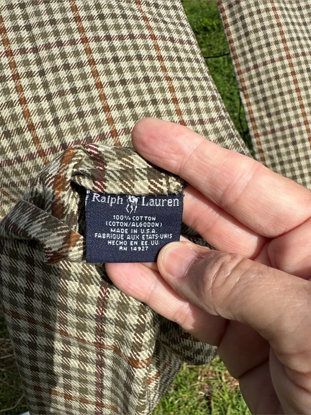 2 Vintage Ralph Lauren Churchill Tattersall  King Pillowcases Brown Plaid Cotton